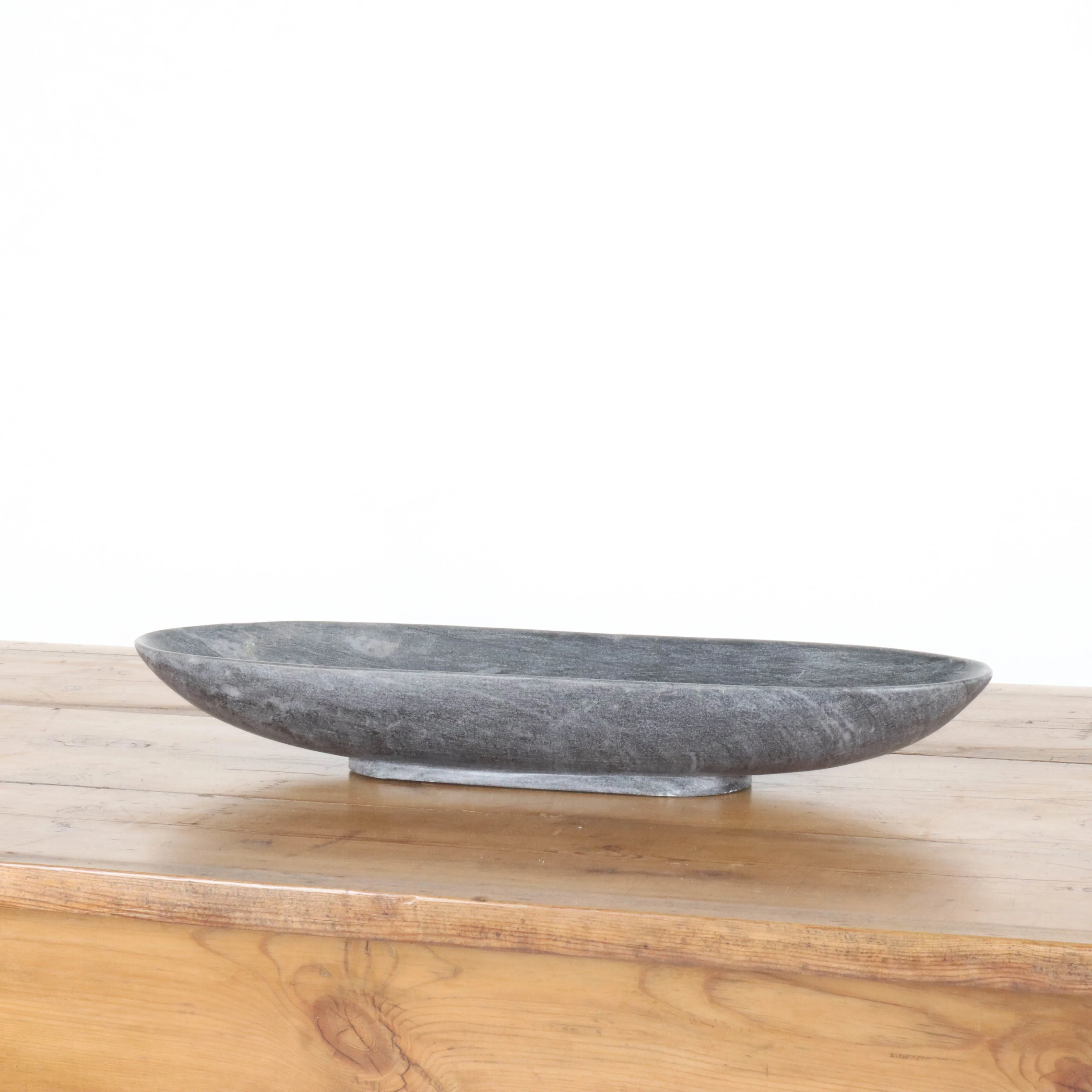 Vintage Black Marble Oval Bowl