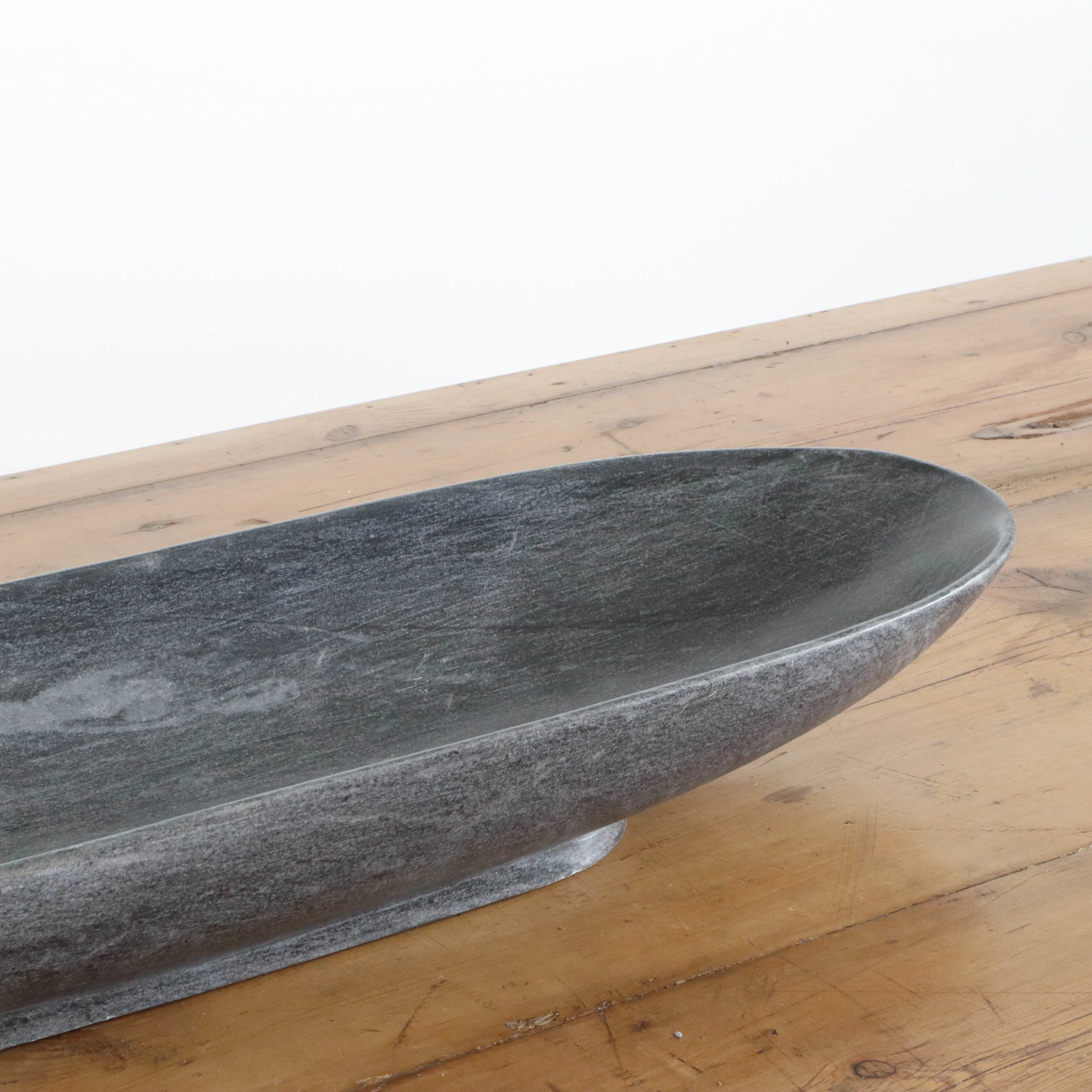 Vintage Black Marble Oval Bowl