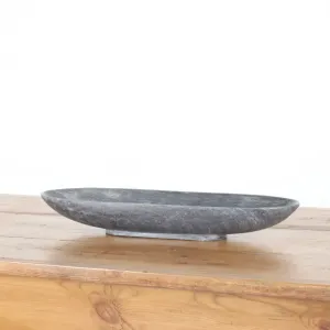 Vintage Black Marble Oval Bowl