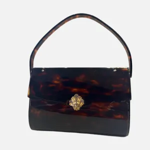 Vintage Lucite Tortoiseshell Purse (1124d)