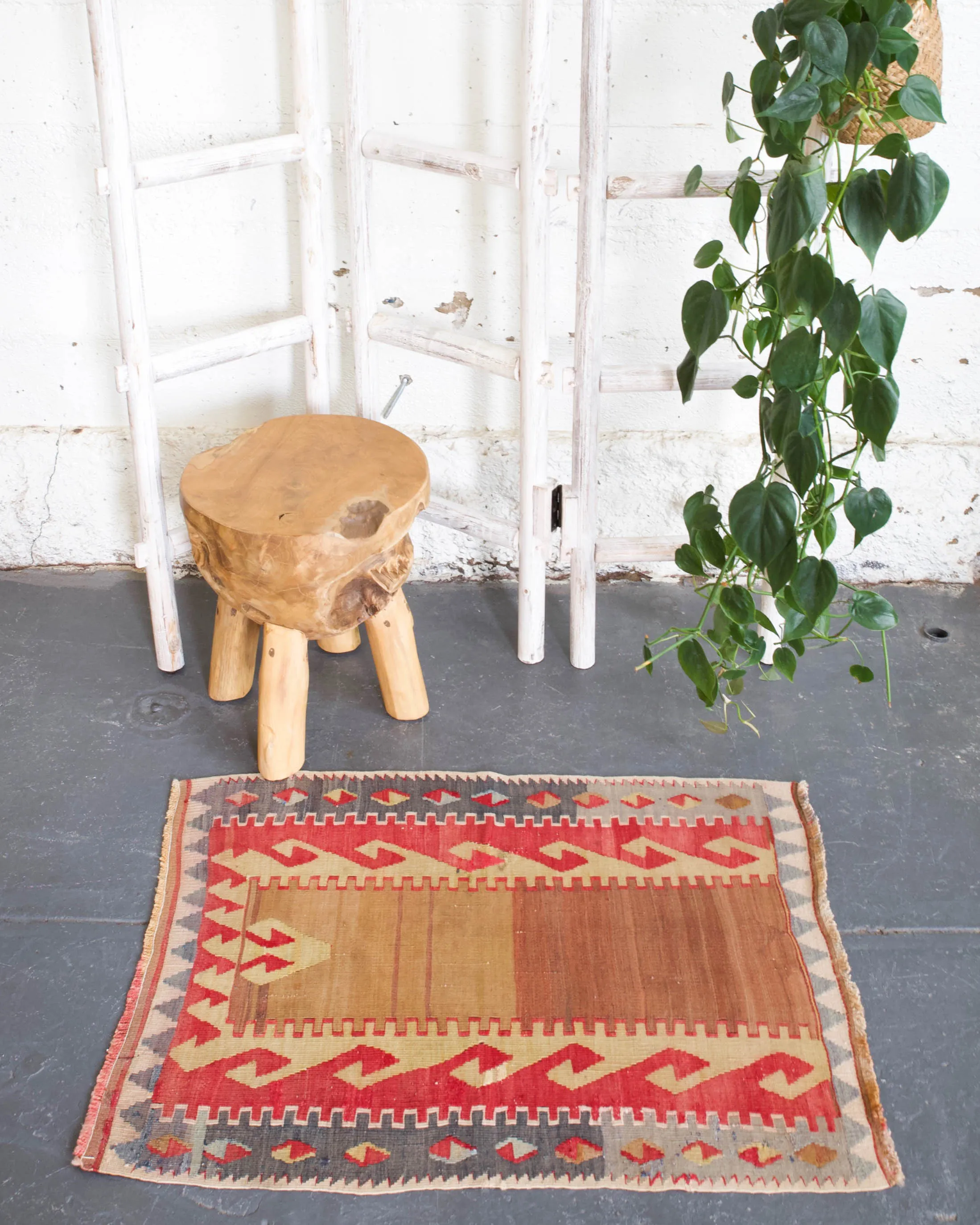 Vintage Mini Turkish Kilim Rug 2'2"x2'11"