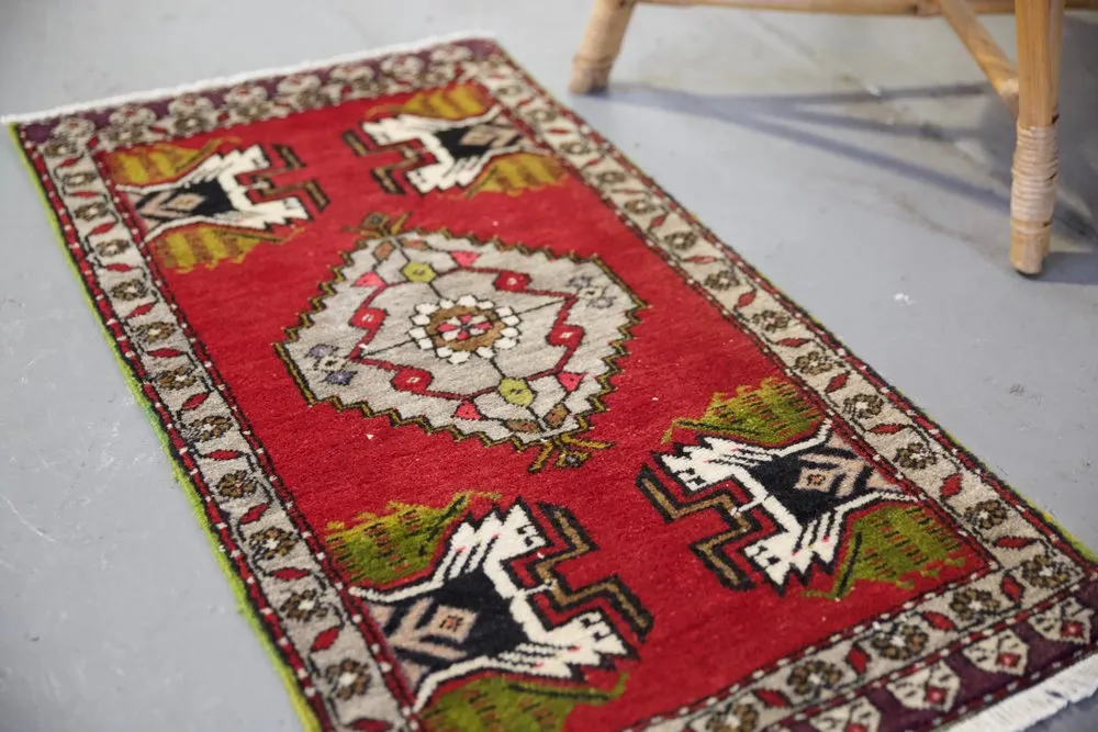 Vintage Mini Turkish Rug 20"x38.5"