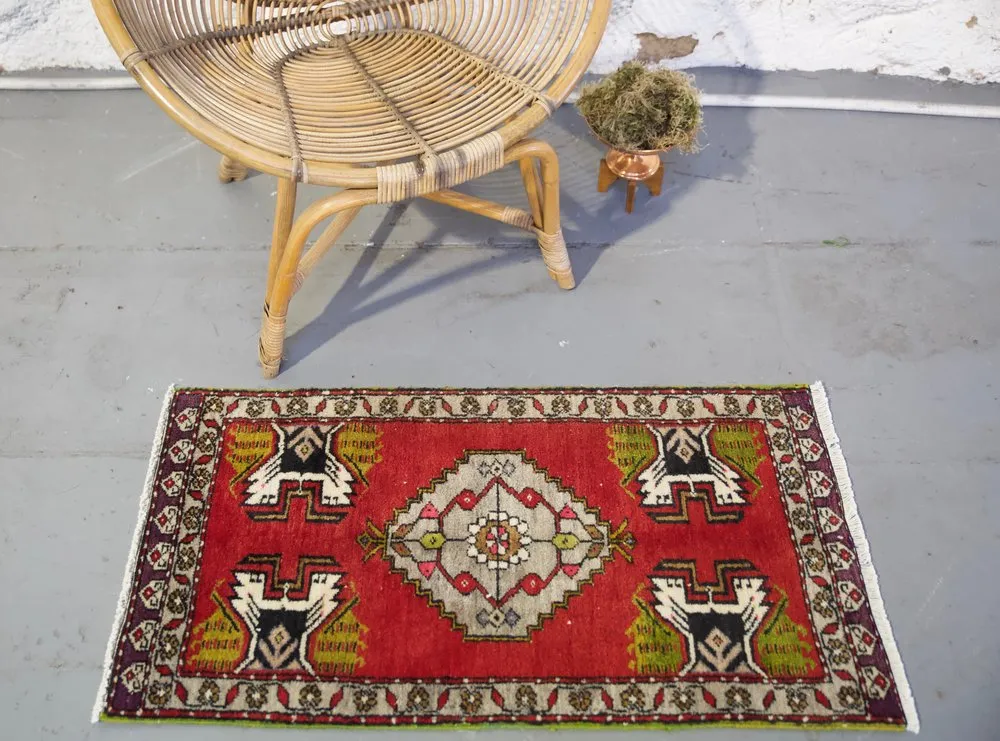 Vintage Mini Turkish Rug 20"x38.5"