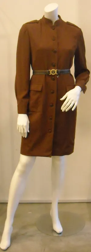 Vintage Oscar de la Renta Chocolate Nehru Collar Trench Dress