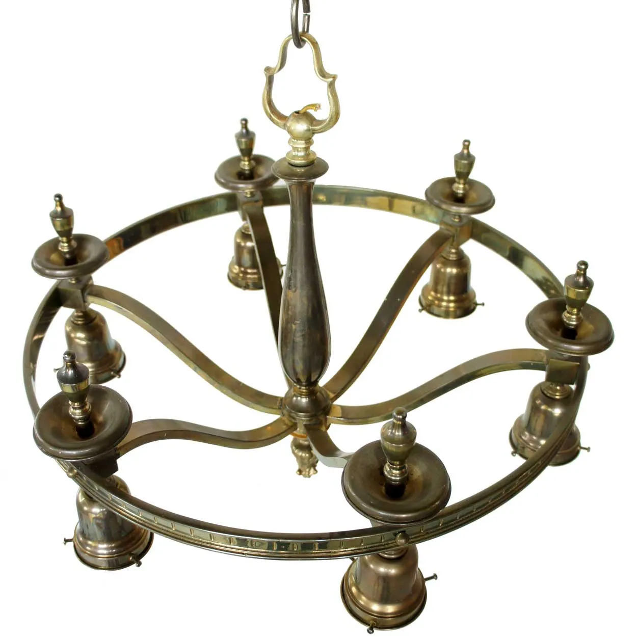 Vintage Small American Brass Six-Light Chandelier