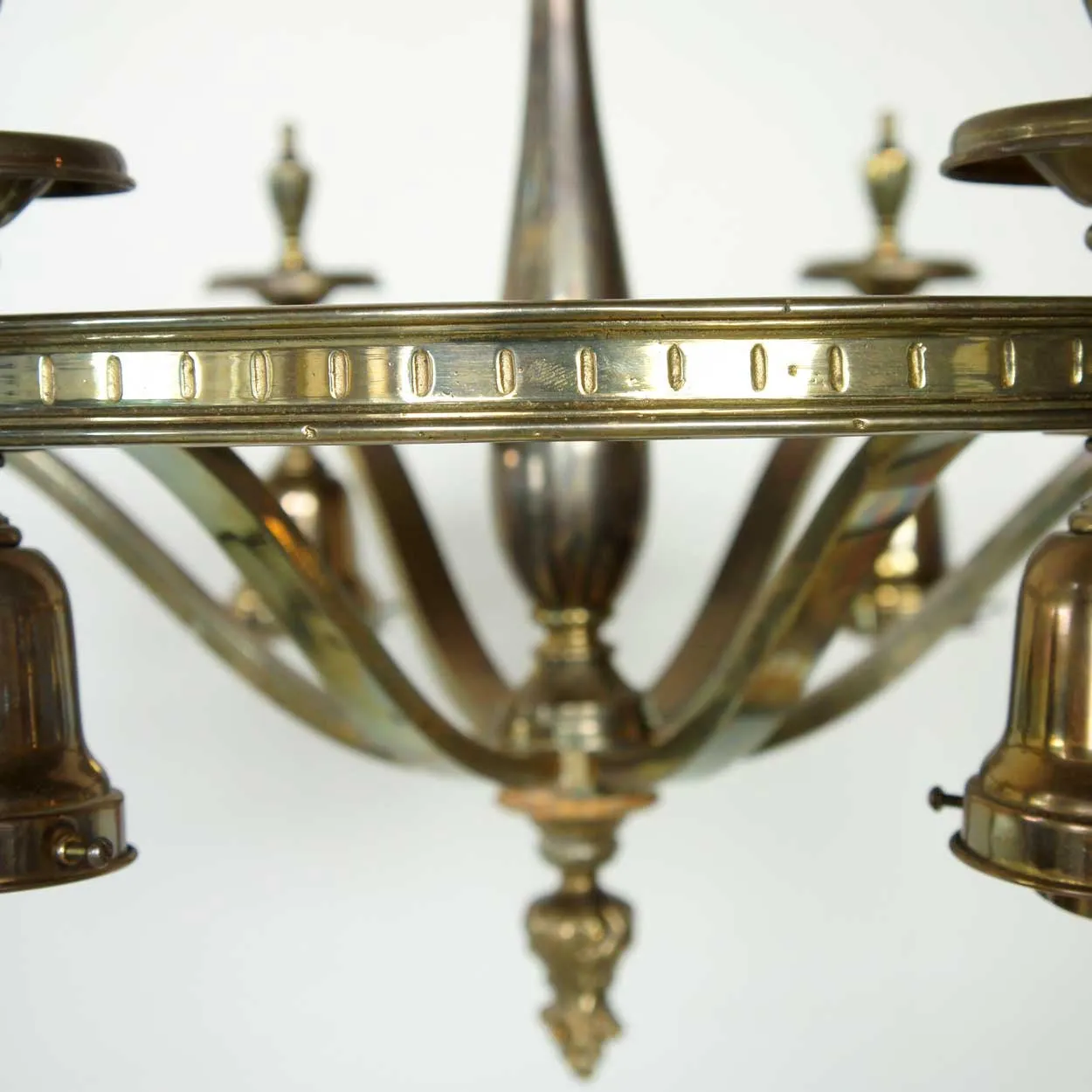 Vintage Small American Brass Six-Light Chandelier