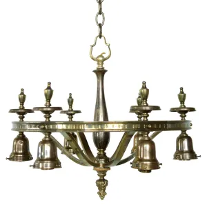Vintage Small American Brass Six-Light Chandelier