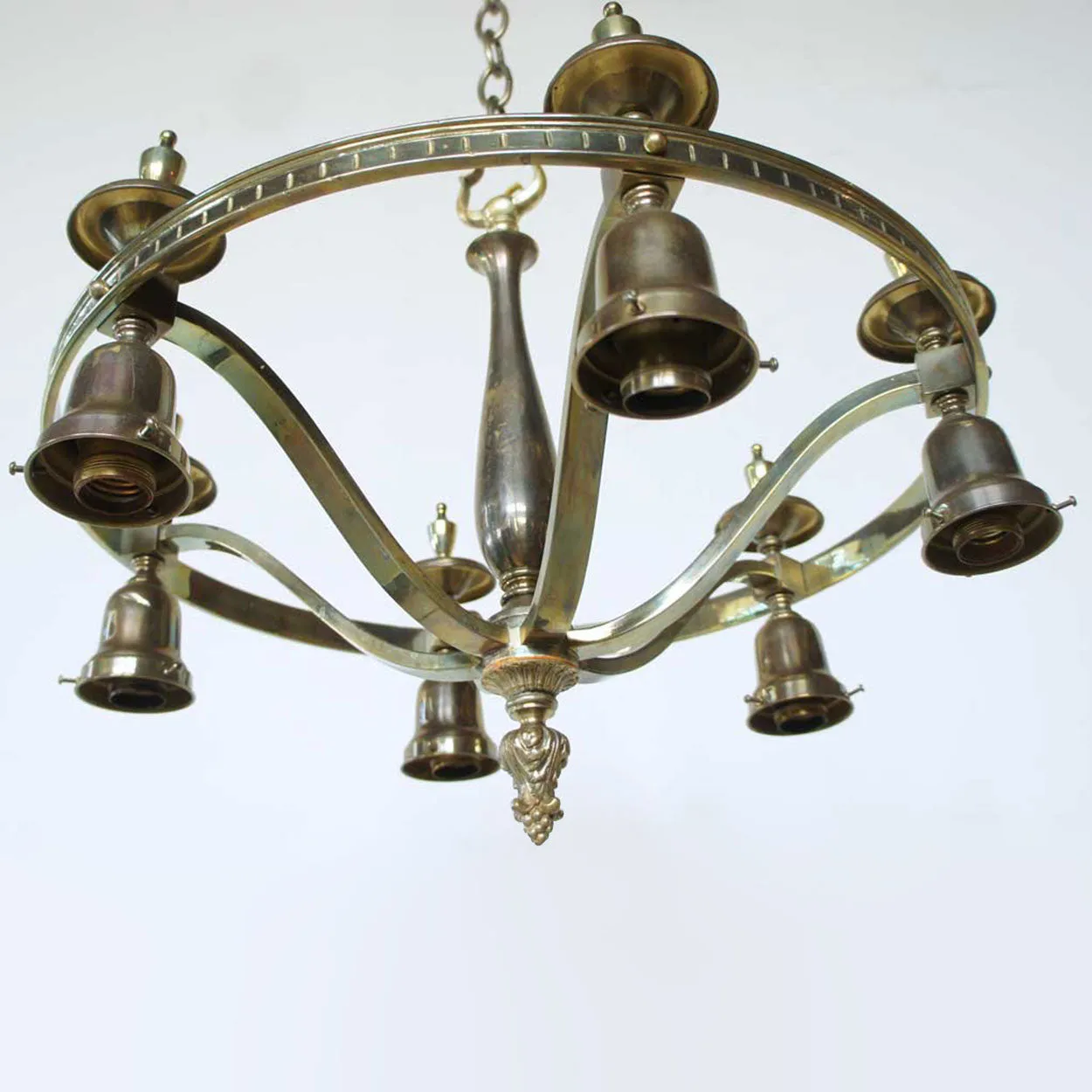Vintage Small American Brass Six-Light Chandelier