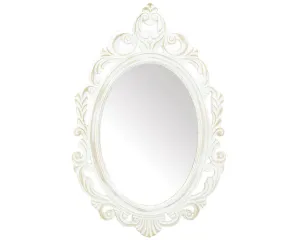 Vintage style white ornate oval wall mirror