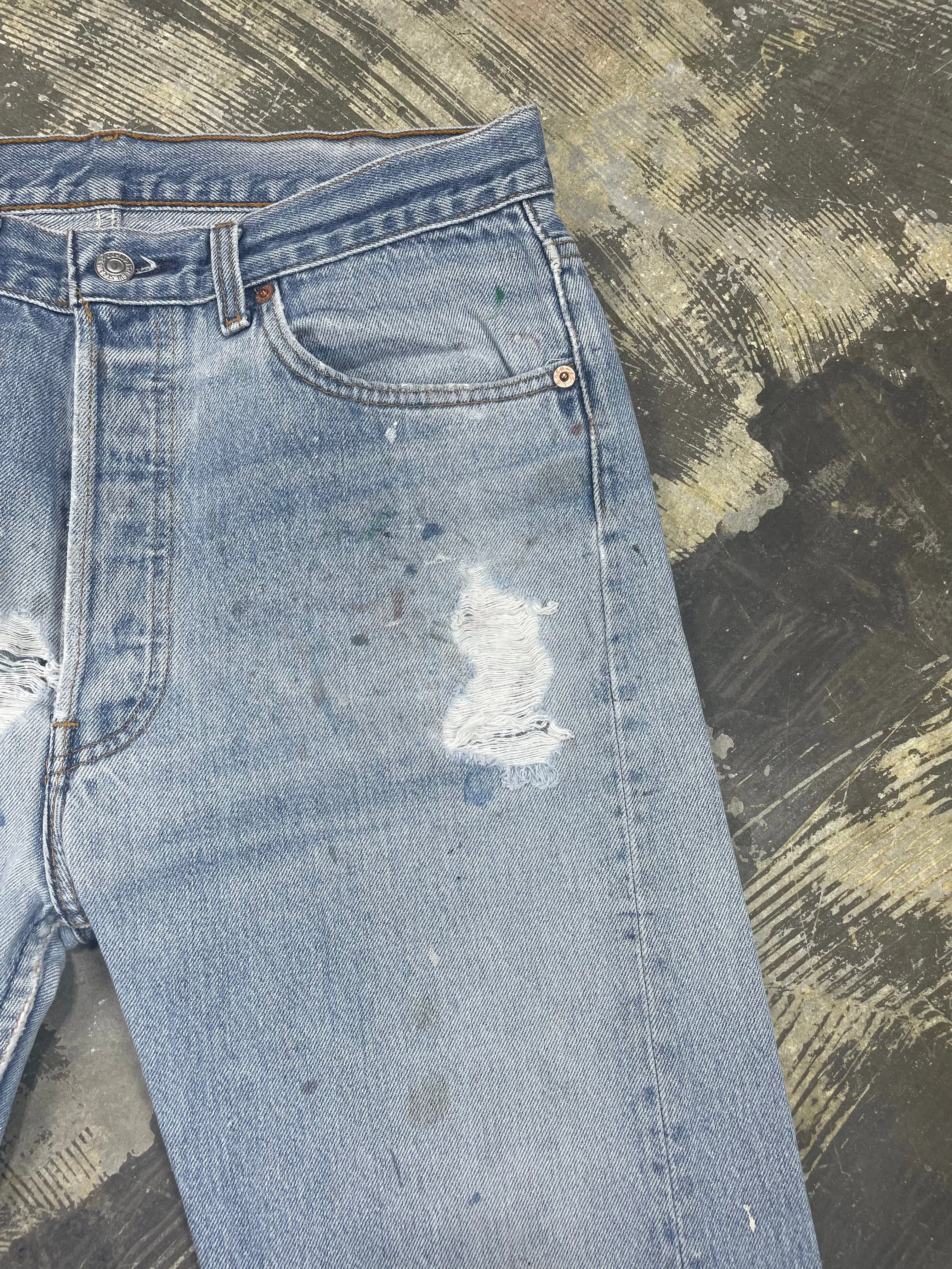 Vintage USA Made Levi 501xx Premium Wash & Paint Denim Jeans (JYJ-0319)