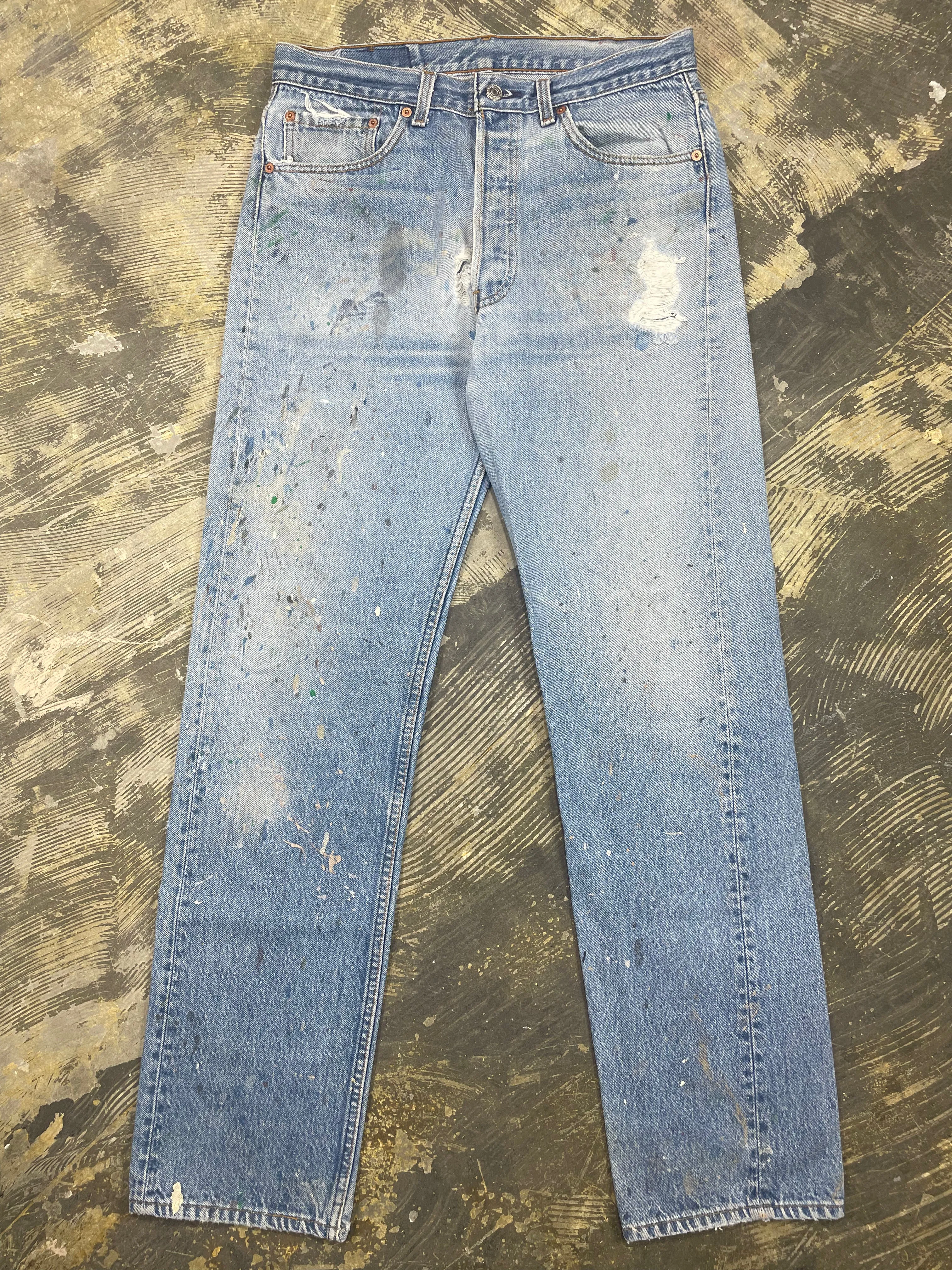 Vintage USA Made Levi 501xx Premium Wash & Paint Denim Jeans (JYJ-0319)