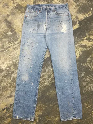 Vintage USA Made Levi 501xx Premium Wash & Paint Denim Jeans (JYJ-0319)