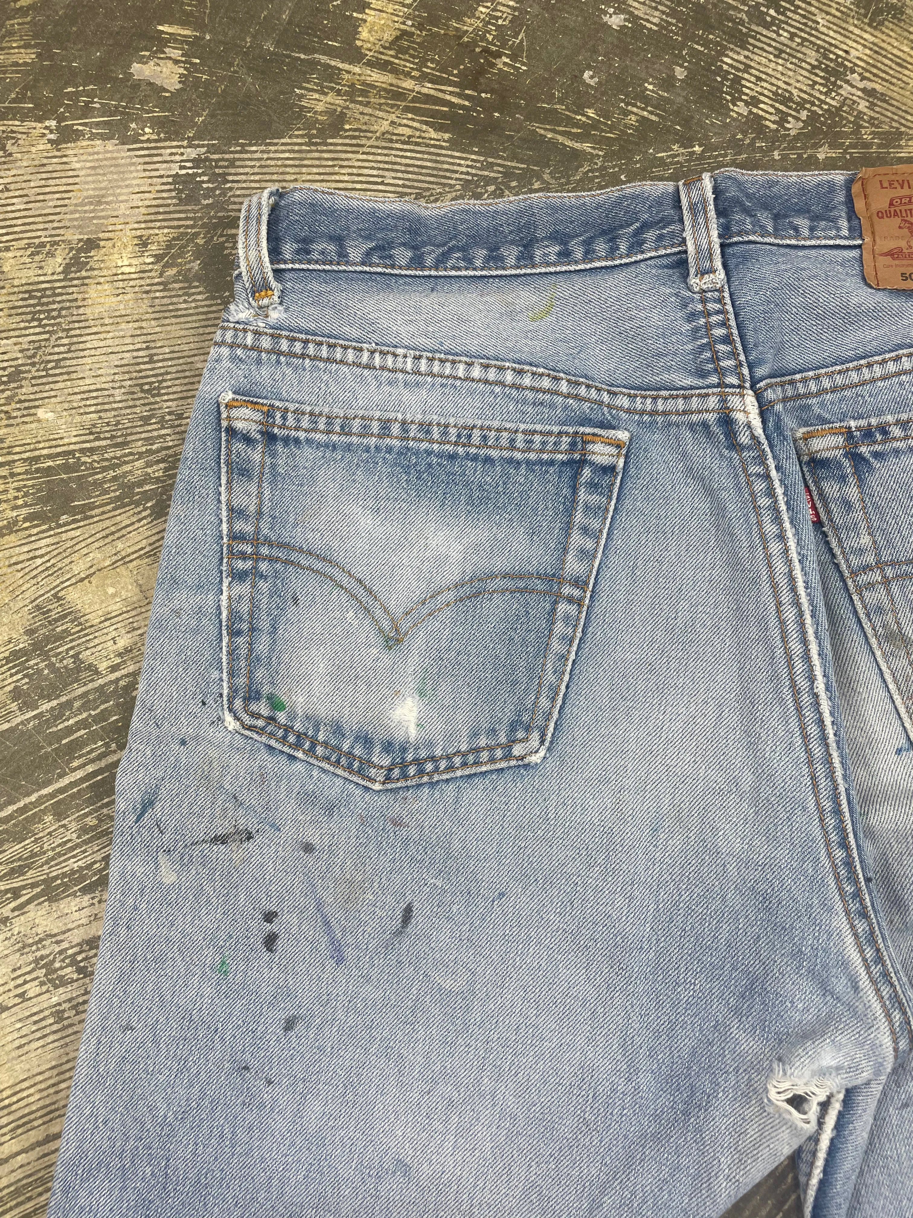 Vintage USA Made Levi 501xx Premium Wash & Paint Denim Jeans (JYJ-0319)