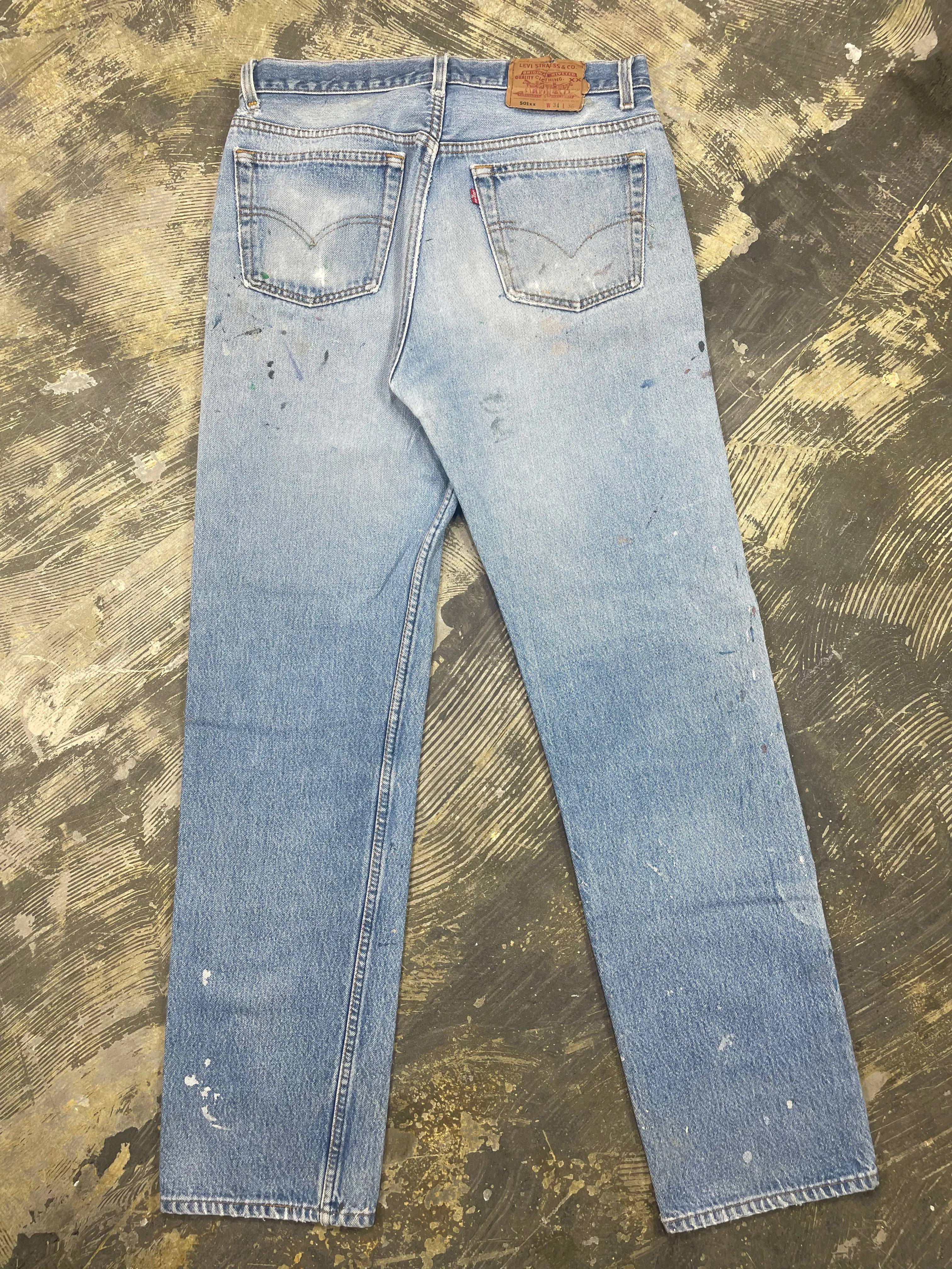 Vintage USA Made Levi 501xx Premium Wash & Paint Denim Jeans (JYJ-0319)