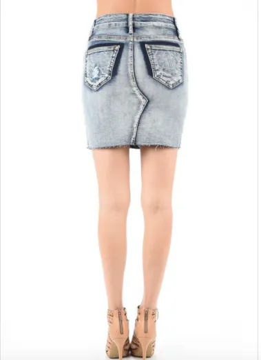 Vintage Wash Denim Mini Skirt
