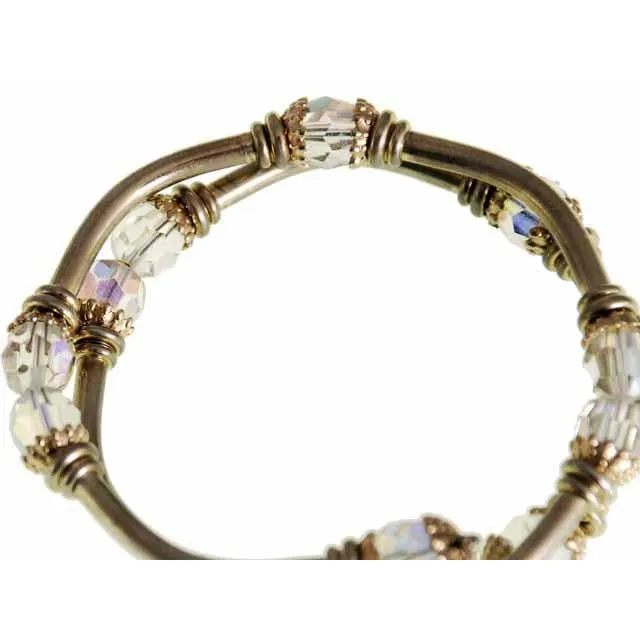 Vintage Wrap Around Bracelet w/ Tassells Gold & Crystals 1960s