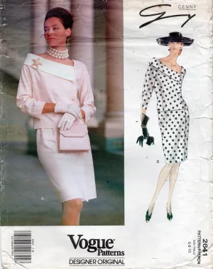 Vogue Designer Original 2641 GENNY Womens Asymmetric Jacket & Skirt 1990s Vintage Sewing Pattern Size 6 - 10