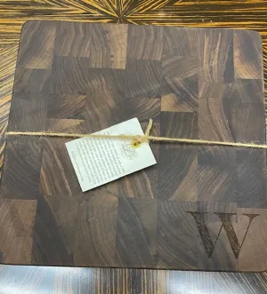 Walnut Butcher Block 12 x 12 x 2  "W" Monogram