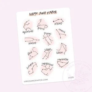 Watercolor Astrology Signs Constellations Hand Drawn Planner Stickers