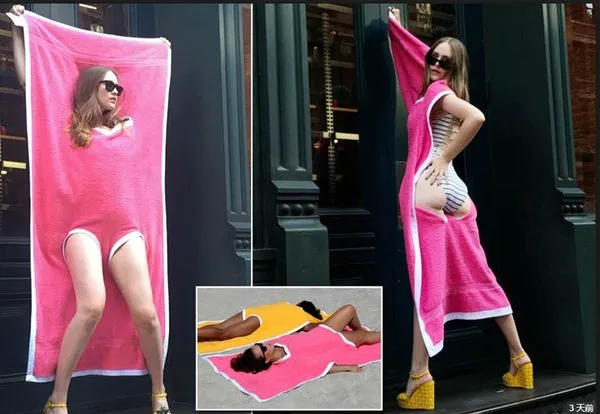 Wearable Beach Towel Blanket Bikini Polyester Outdoor Travel Blanket Mat