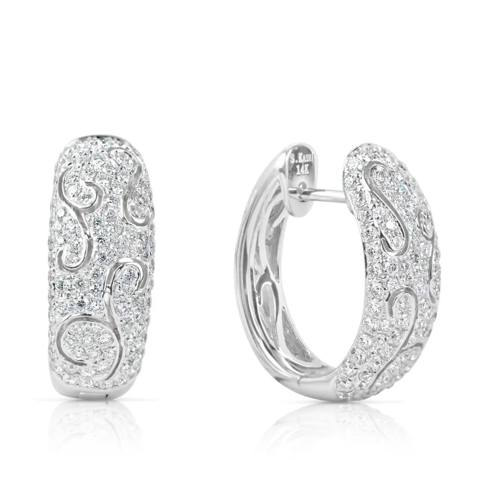 White Gold Diamond Hoop Earrings E7859WG