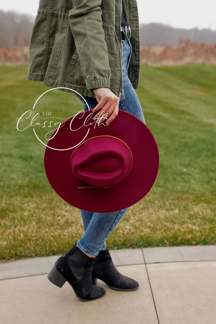 Wide Brim Hat w/ Belt - Dark Wine RTS