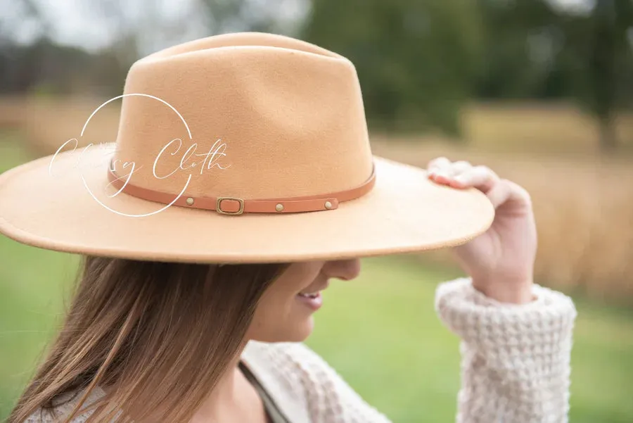 Wide Brim Hat w/ Belt - Light Tan RTS