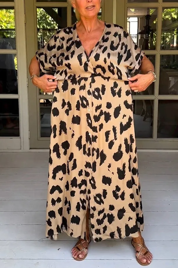 Wild Leopard V-Neck Maxi Dress