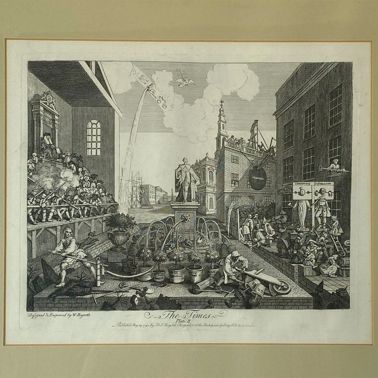 WILLIAM HOGARTH Etching and Copper Engraving on Paper, The Times, Plate II