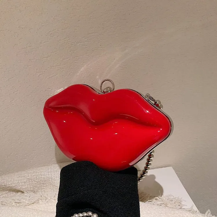 Women Big Lips Acrylic Clutch Bag