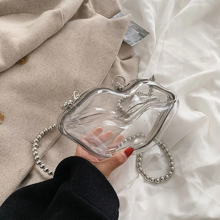 Women Big Lips Acrylic Clutch Bag