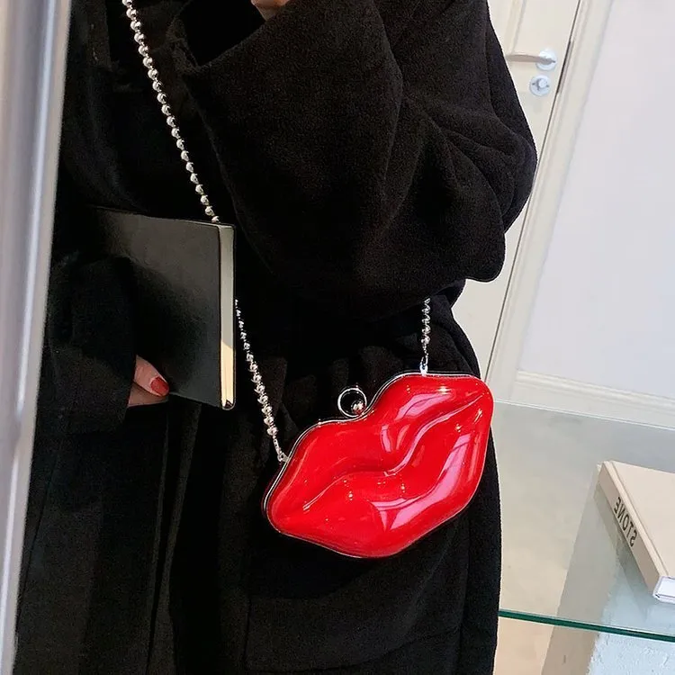 Women Big Lips Acrylic Clutch Bag