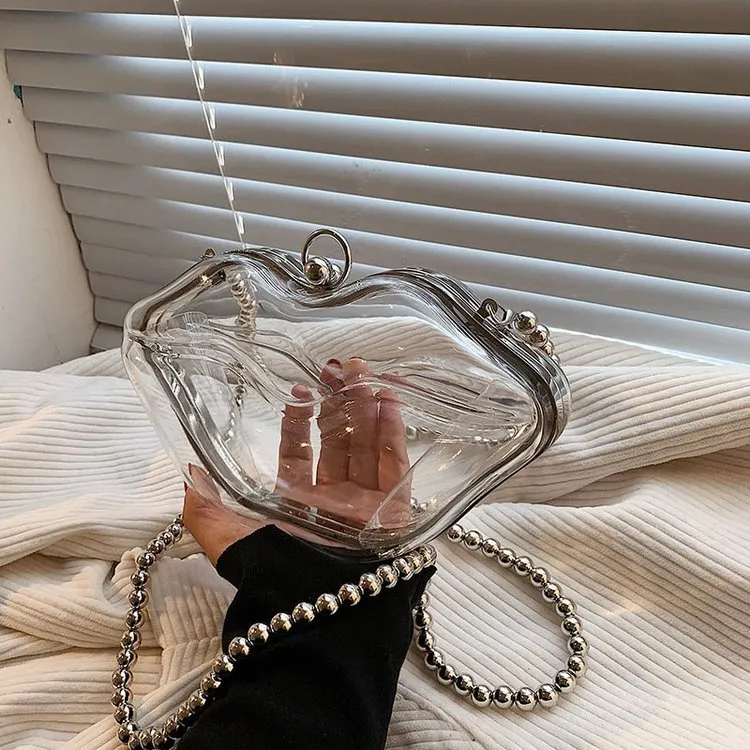 Women Big Lips Acrylic Clutch Bag