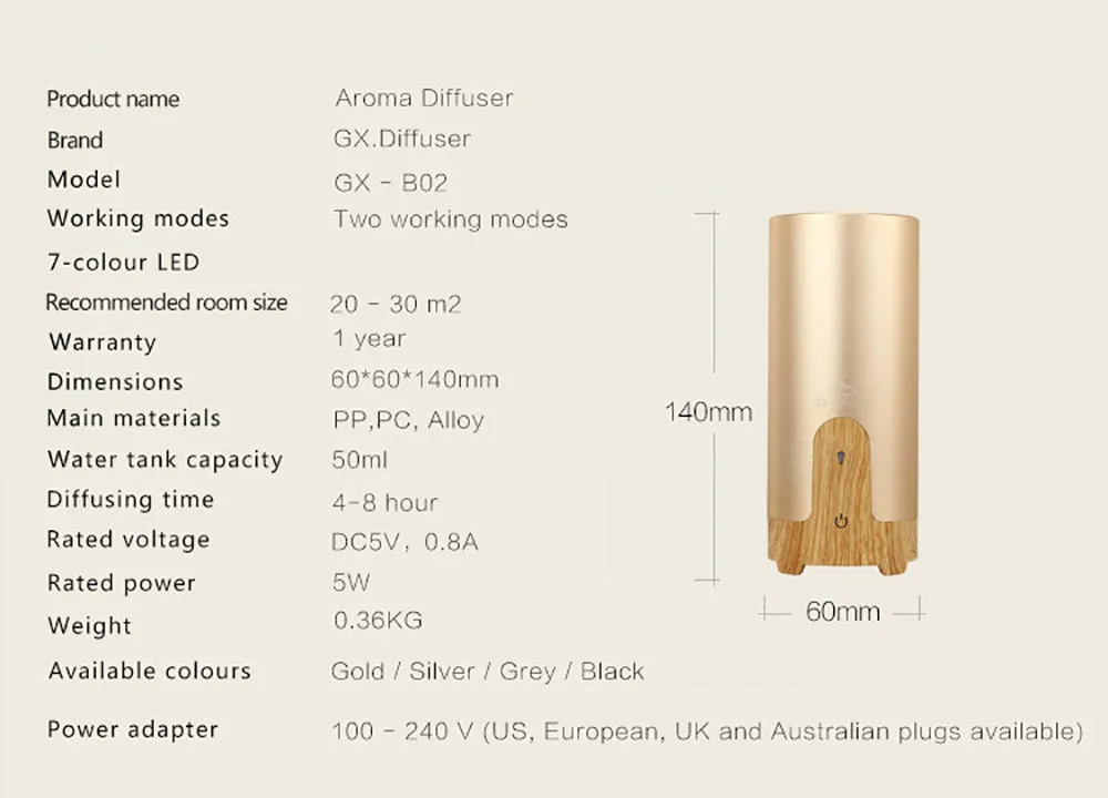 Wooden USB Car Aroma Diffuser