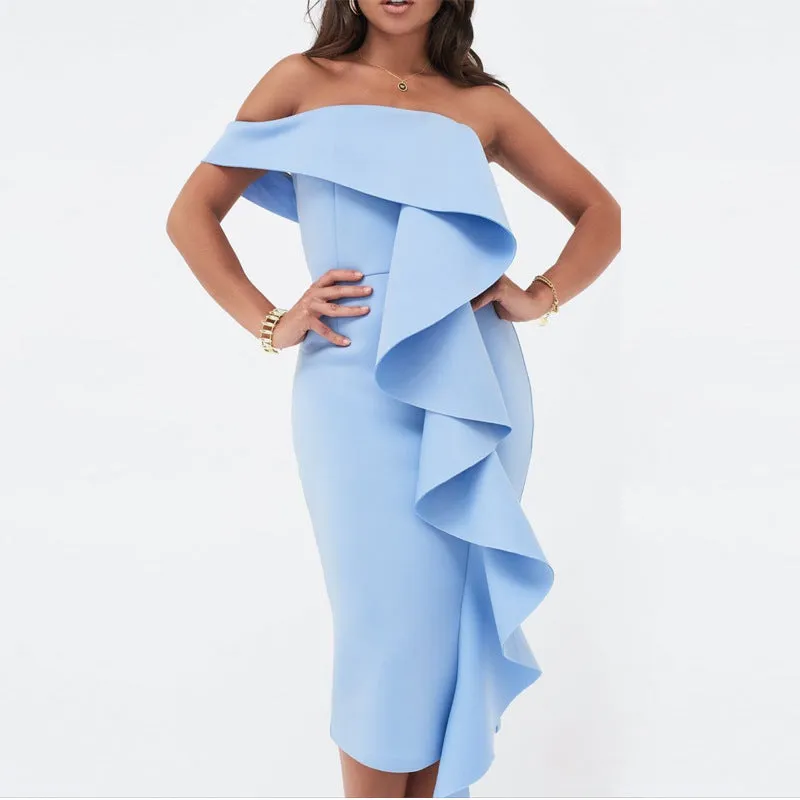Wrapped Chest Sexy Ruffled High-elastic Corset Dress