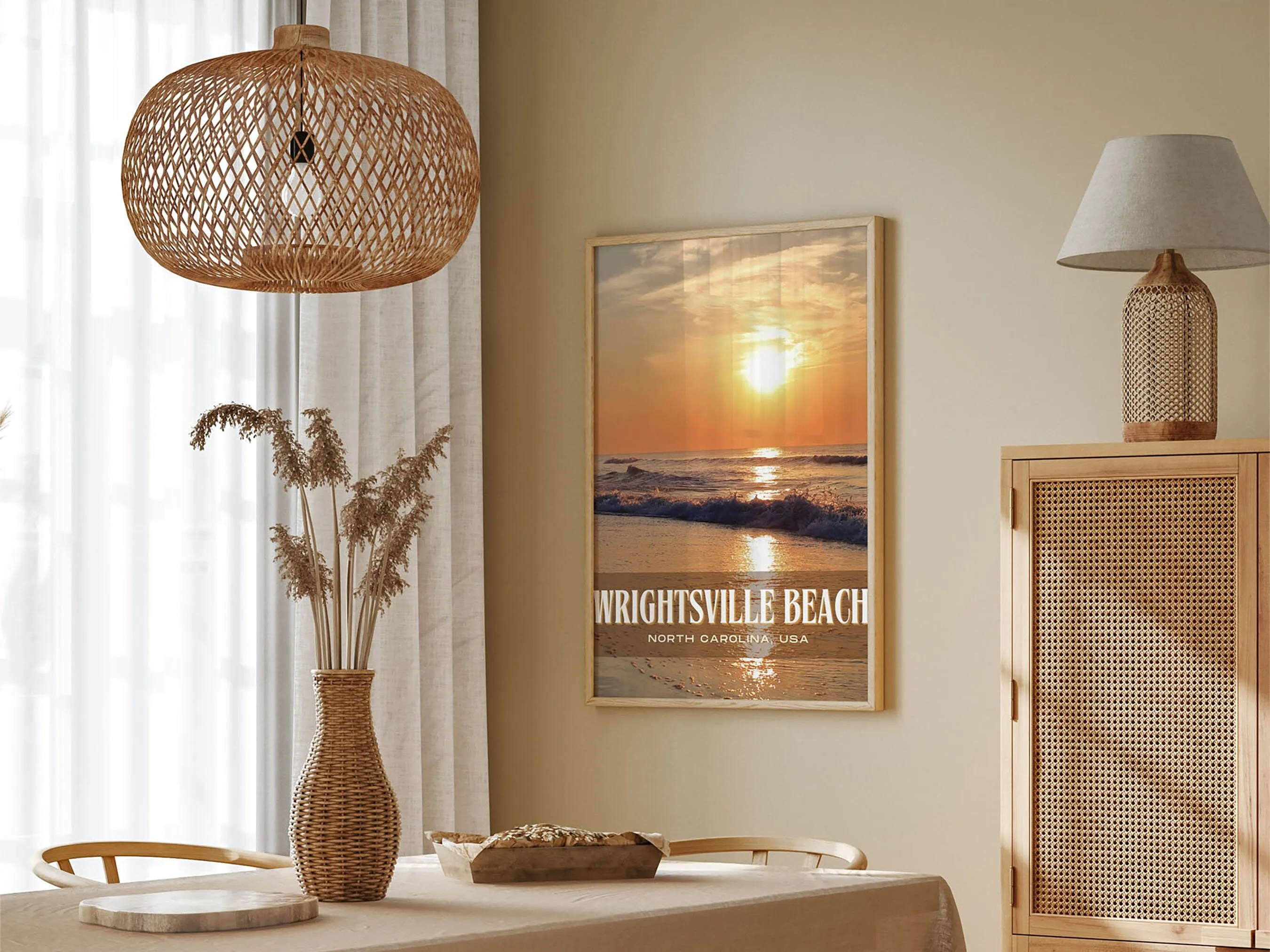 Wrightsville Beach Retro Wall Art, North Carolina, USA