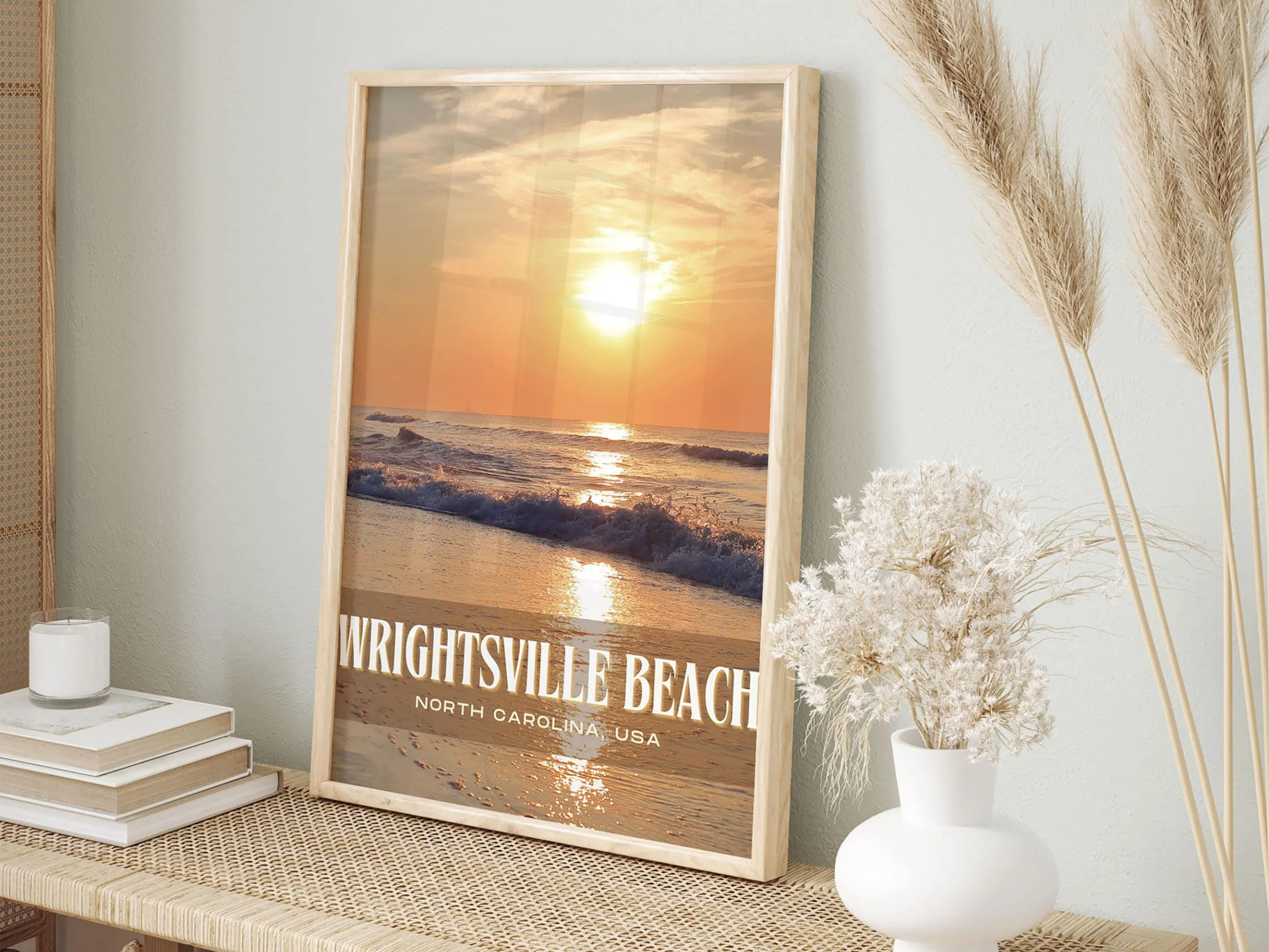 Wrightsville Beach Retro Wall Art, North Carolina, USA