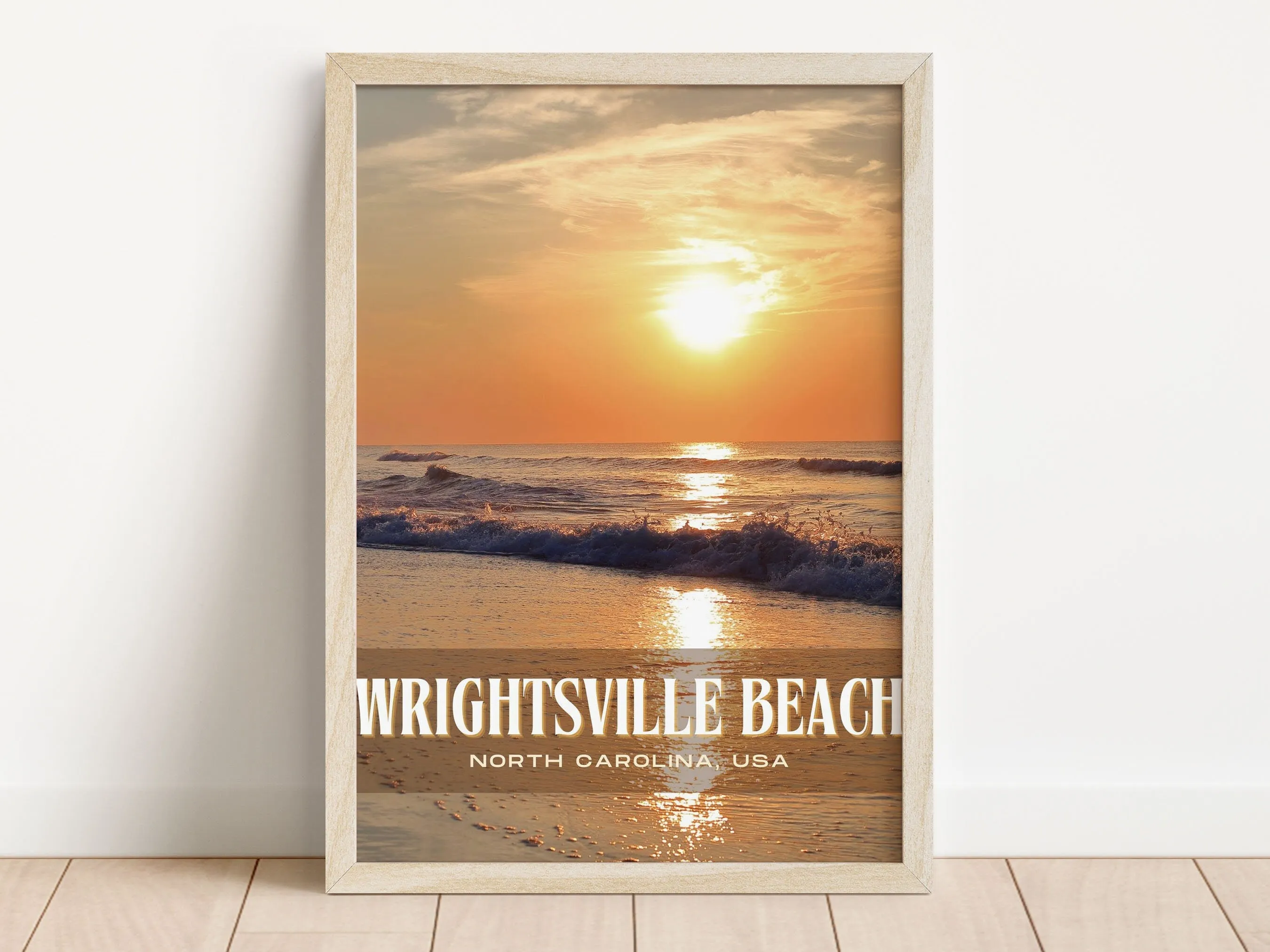 Wrightsville Beach Retro Wall Art, North Carolina, USA