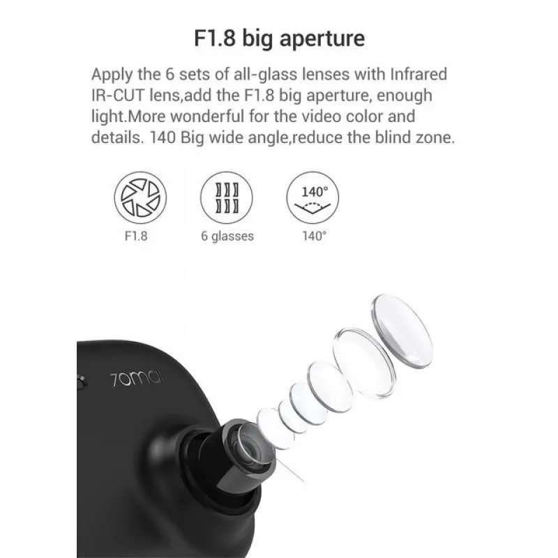 Xiaomi 70mai Rearview Mirror Dash Cam DVR (Global Version)