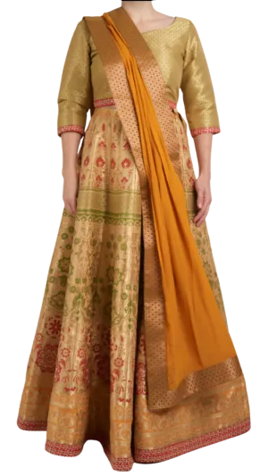 Yellow Gold Banarasi Lehenga