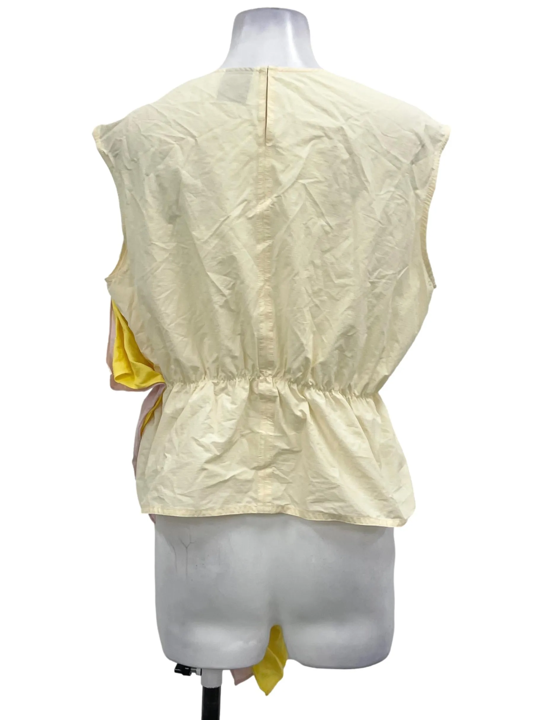 Yellow Ruched Peplum Top