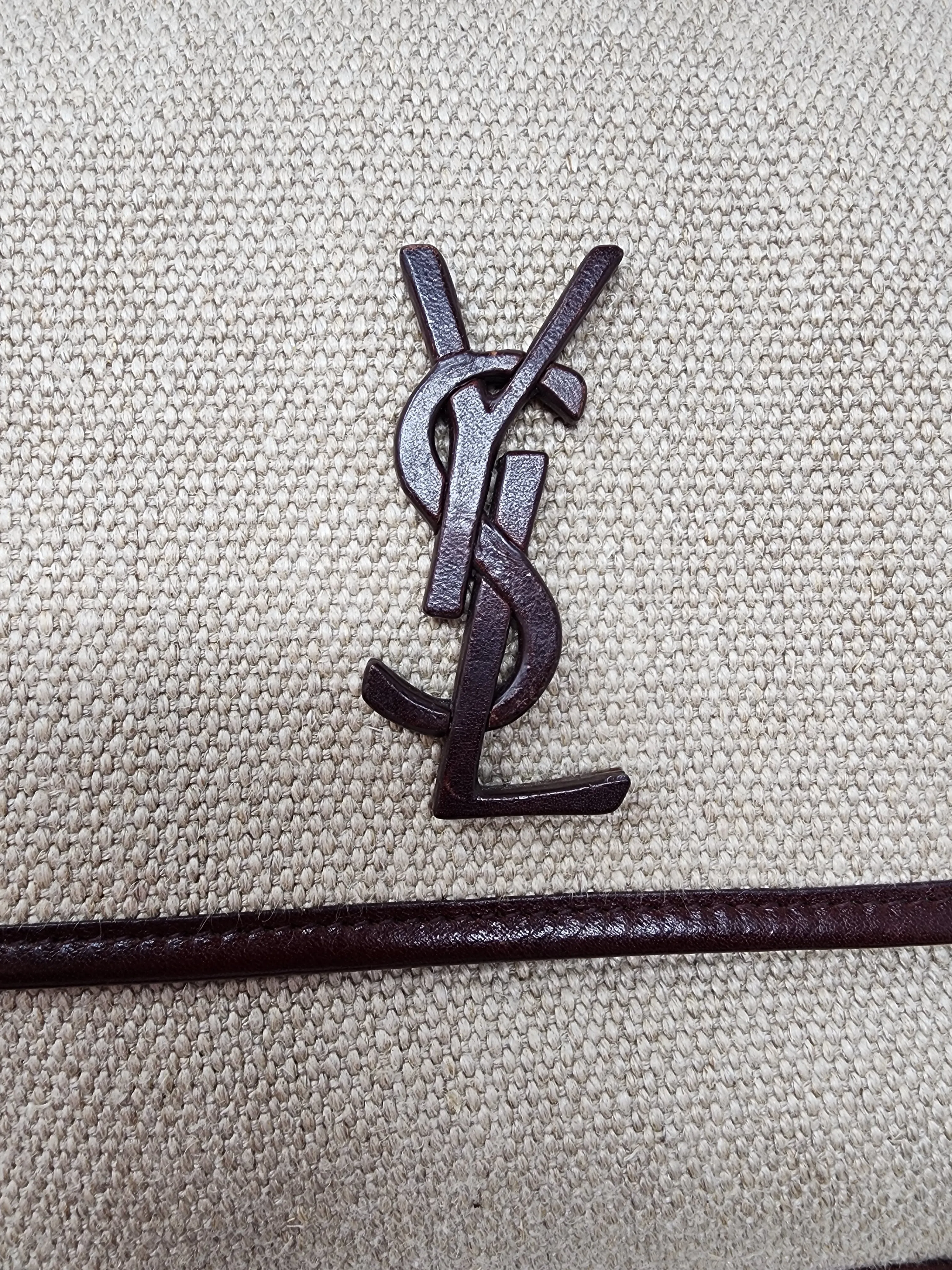 YSL NIKI CHAIN MEDIUM - LINEN AND LEATHER BAG