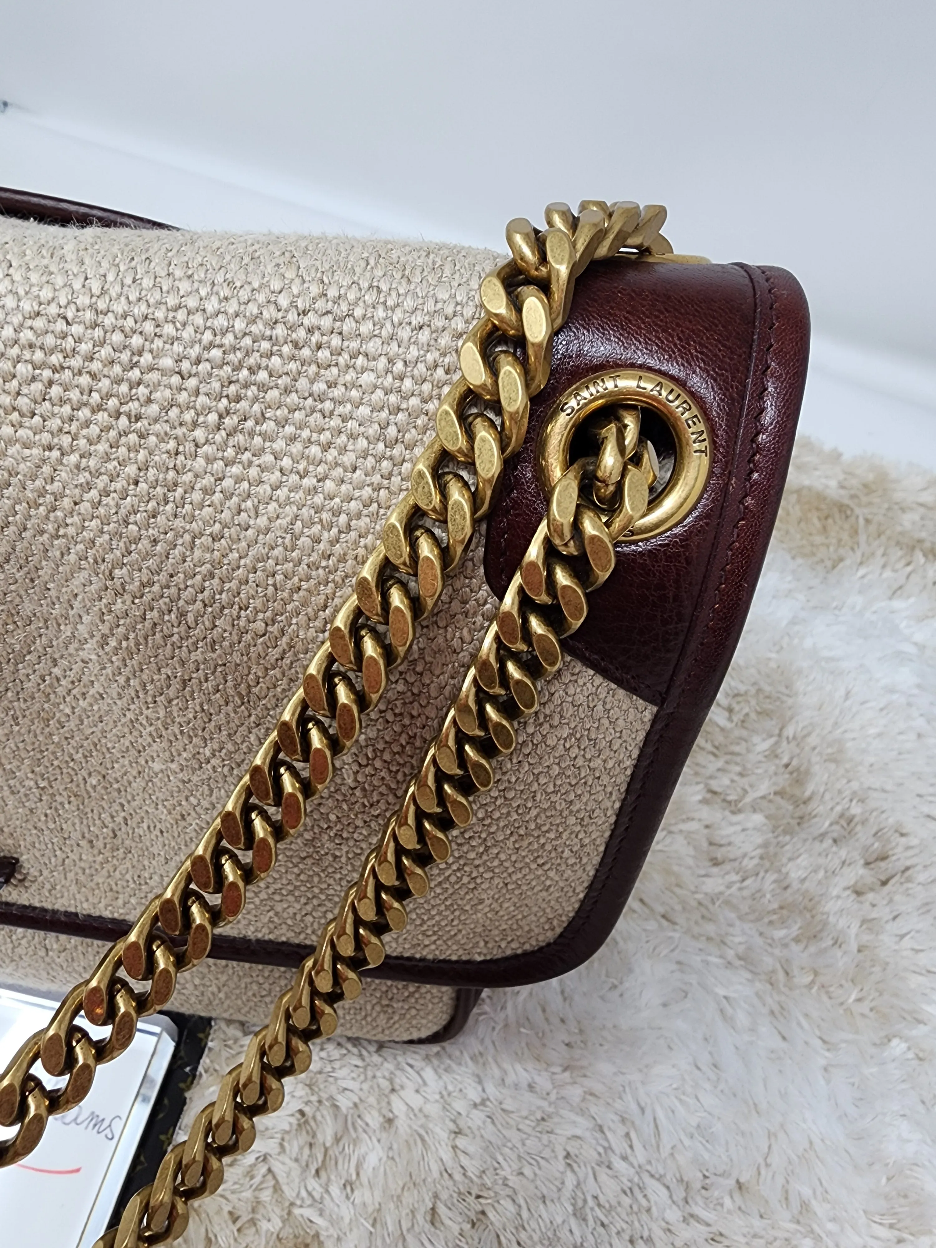 YSL NIKI CHAIN MEDIUM - LINEN AND LEATHER BAG
