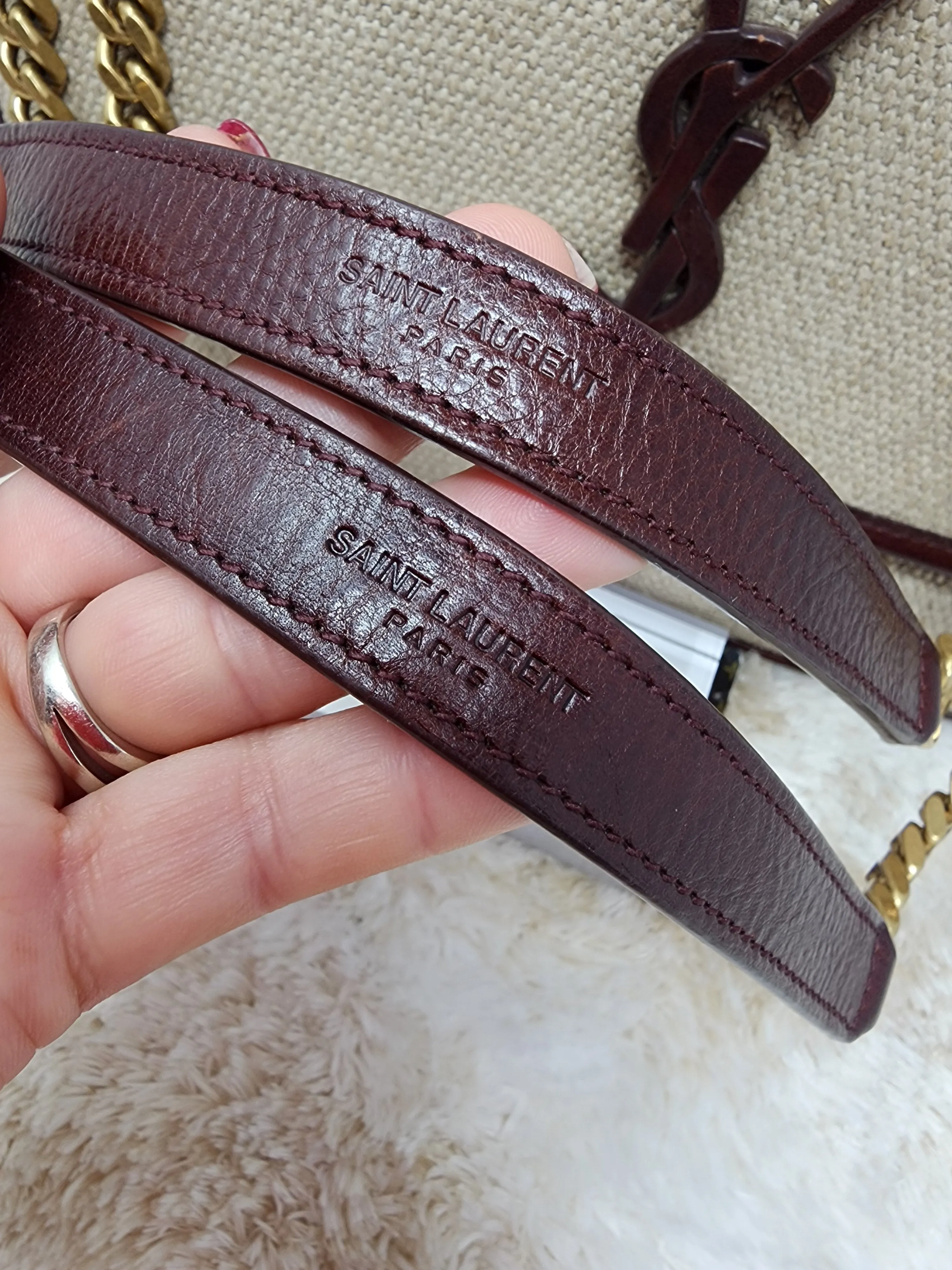YSL NIKI CHAIN MEDIUM - LINEN AND LEATHER BAG