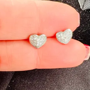Zircon Filled Heart Stud Earrings