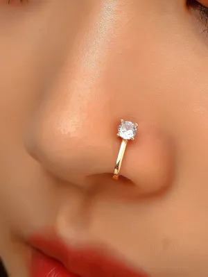 Zircon Inlaid Nose Cuff - Gold