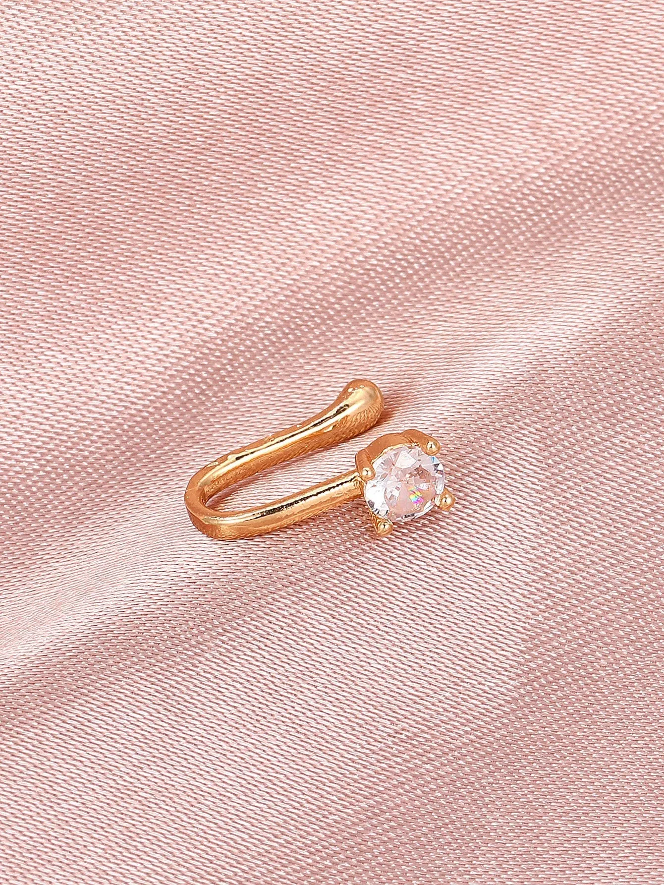 Zircon Inlaid Nose Cuff - Gold