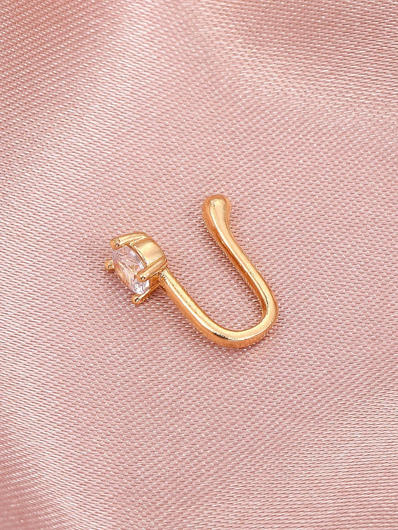 Zircon Inlaid Nose Cuff - Gold